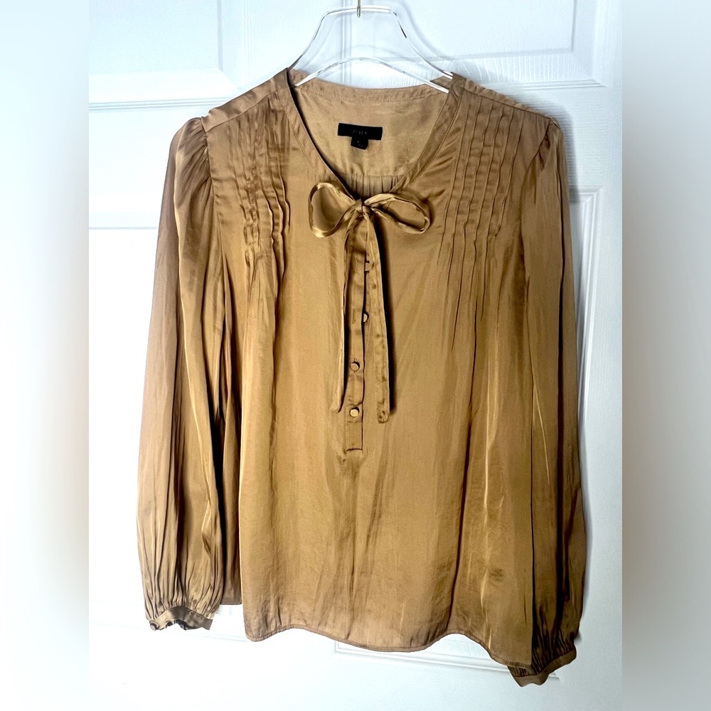J. Crew Satin Long Sleeve Blouse Sz L